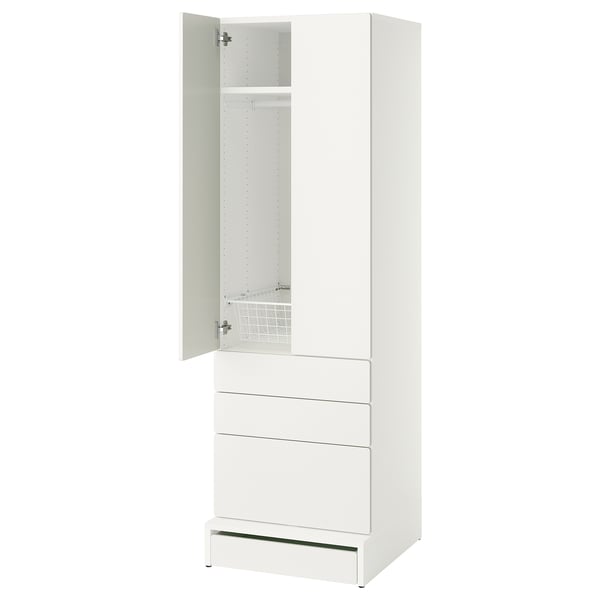 SMÅSTAD / UPPFÖRA Armario, blanco blanco/+3 cajones, 23 5/8x25 5/8x77 1/8 "