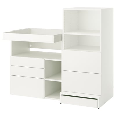 SMÅSTAD / UPPFÖRA Cambiador, blanco blanco/+librero, 59x31 1/2x53 1/2 "