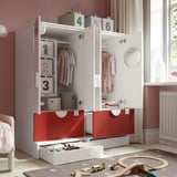 SMÅSTAD / UPPFÖRA Combinación de almacenaje, blanco rojo/+2 cajones, 47 1/4x25 5/8x53 1/2 "