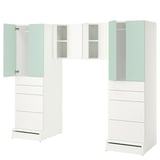 SMÅSTAD / UPPFÖRA Combinación de almacenaje, blanco/verde claro, 94 1/2x25 5/8x77 1/8 "
