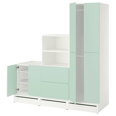 SMÅSTAD / UPPFÖRA Combinación de almacenaje, blanco/verde claro, 70 7/8x25 5/8x77 1/8 "