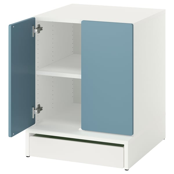 SMÅSTAD / UPPFÖRA Gabinete, blanco azul/+1 estante, 23 5/8x25 5/8x29 7/8 "