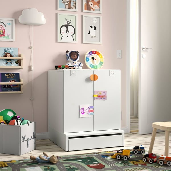 SMÅSTAD / UPPFÖRA Gabinete, blanco blanco/+1 estante, 23 5/8x25 5/8x29 7/8 "
