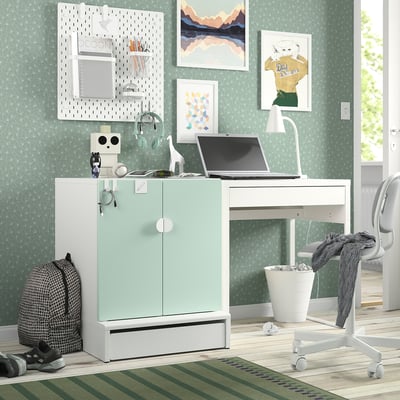 SMÅSTAD / UPPFÖRA Gabinete, blanco verde claro/+1 estante, 23 5/8x25 5/8x29 7/8 "