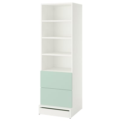 SMÅSTAD / UPPFÖRA Librero, blanco verde claro/+2 cajones, 23 5/8x25 5/8x77 1/8 "