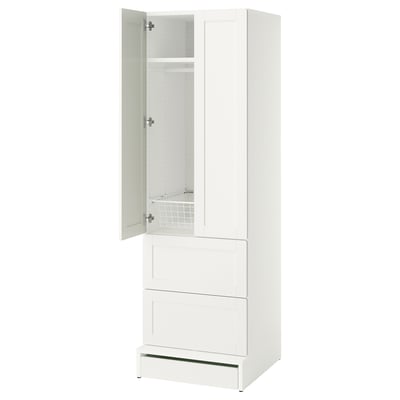 SMÅSTAD / UPPFÖRA Ropero, blanco +marco/+2 cajones, 23 5/8x25 5/8x77 1/8 "