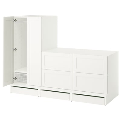 SMÅSTAD / UPPFÖRA Ropero, blanco +marco/+dos cómodas, 70 7/8x25 5/8x53 1/2 "