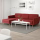 SMEDSTORP Sofá 4 plazas+chaise longue, Lejde/rojo/marrón roble