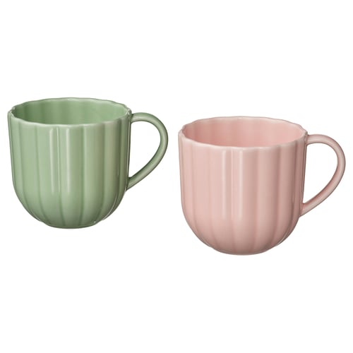 SMÖRFISK Taza, verde claro/rosado, 11 oz