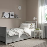 SMYGA Base de cama+almacenamiento, gris claro, Tamaño twin