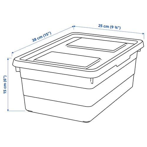 SOCKERBIT Caja con tapa, blanco, 15x9 ¾x6 "