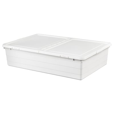SOCKERBIT Caja de almacenamiento+tapa, blanco, 19 ¾x30 ¼x7 ½ "