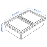 SOCKERBIT Caja de almacenamiento+tapa, blanco, 19 ¾x30 ¼x7 ½ "
