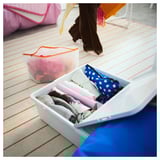 SOCKERBIT Caja de almacenamiento+tapa, blanco, 19 ¾x30 ¼x7 ½ "