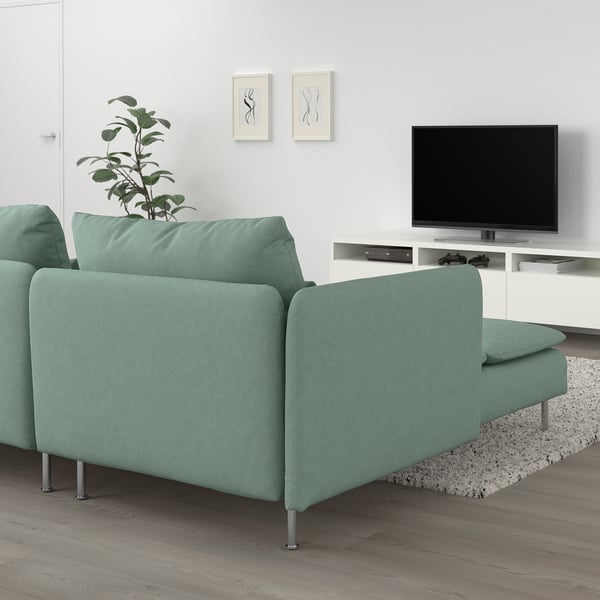 SÖDERHAMN Sofá 4 plazas+chaise longue, Tallmyra verde claro