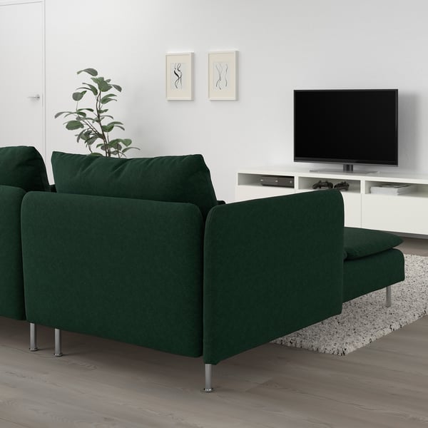 SÖDERHAMN Sofá 4 plazas+chaise longue, Tallmyra verde oscuro