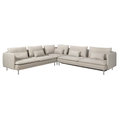 SÖDERHAMN Sofá cama esquinero, 6 plazas, Fridtuna beige claro