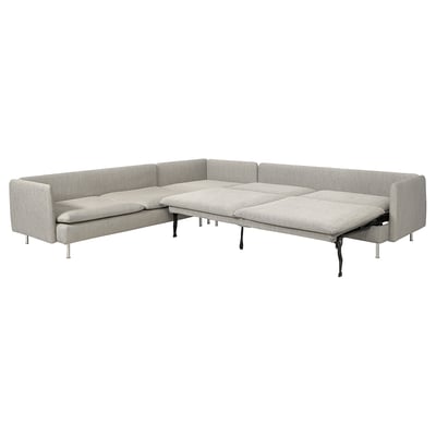 SÖDERHAMN Sofá cama esquinero, 6 plazas, reposabrazos/Viarp beige/marrón