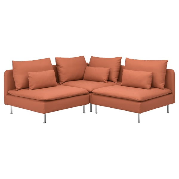 SÖDERHAMN Sofá esquinero, 3 plazas, Kelinge color ladrillo