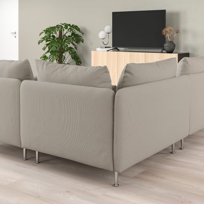 SÖDERHAMN Sofá esquinero, 4 plazas, con extremo abierto/Fridtuna beige claro