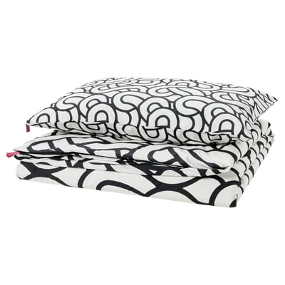 SÖTRÖNN Funda nórdica+funda(s) de almohada, blanco/negro/con diseño, Tamaño twin