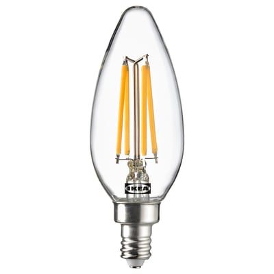 SOLHETTA Bombilla LED E12 250 lúmenes, candelabro/transparente