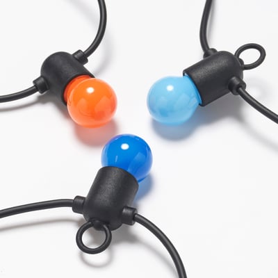 SOLVINDEN Cadena iluminación LED+12 bombillas, funciona con pilas/exterior multicolor