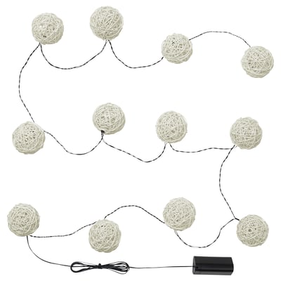 SOLVINDEN Cadena iluminación LED+12 luces, funciona con pilas/blanco