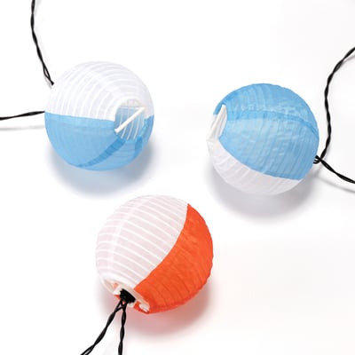 SOLVINDEN Cadena iluminación LED+24 luces, exterior funciona con pilas/globo multicolor