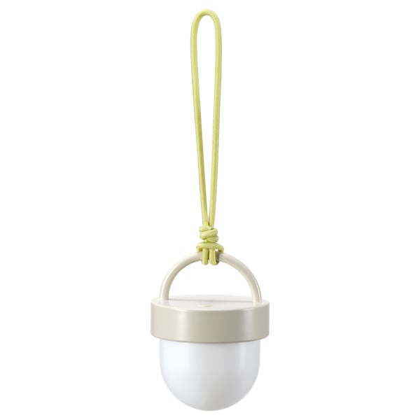 SOLVINDEN Lámpara colgante+LED, beige funciona con pilas/exterior globo, 4 "