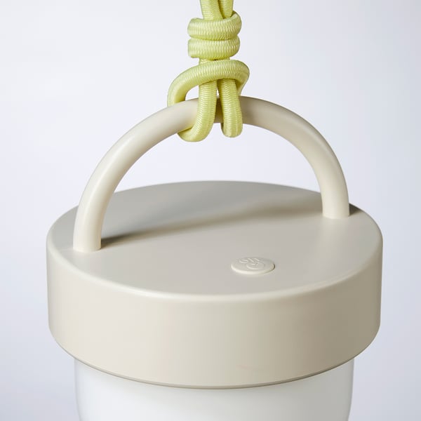 SOLVINDEN Lámpara colgante+LED, beige funciona con pilas/exterior globo, 4 "