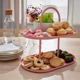 SOMMARÖGA Soporte de servir, dos niveles, rosado