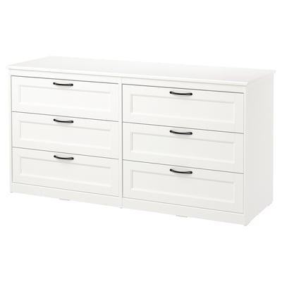 SONGESAND Cómoda de 6 cajones, blanco, 63 3/8x32 1/4 "