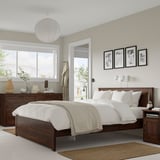 SONGESAND Muebles de dormitorio, juego de 4, marrón, Tamaño queen