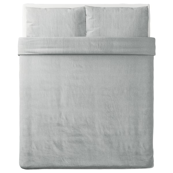 SPJUTVIAL Funda nórdica+funda(s) de almohada, gris claro/mezcla, Tamaño Full/Queen (Doble/Queen)