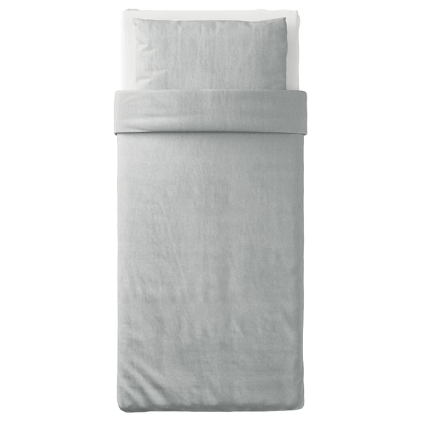 SPJUTVIAL Funda nórdica+funda(s) de almohada, gris claro/mezcla, Tamaño twin