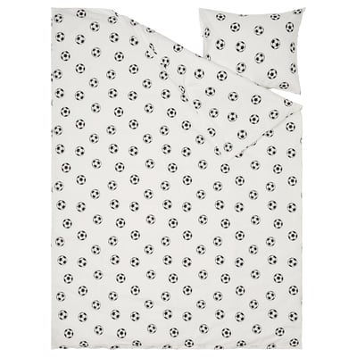 SPORTSLIG Funda nórdica+funda de almohada, motivo balón de fútbol, Tamaño twin