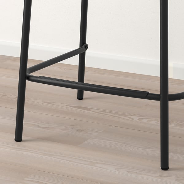 STIG Taburete de bar con respaldo, altura de encimera de cocina negro/negro, 24 3/4 "