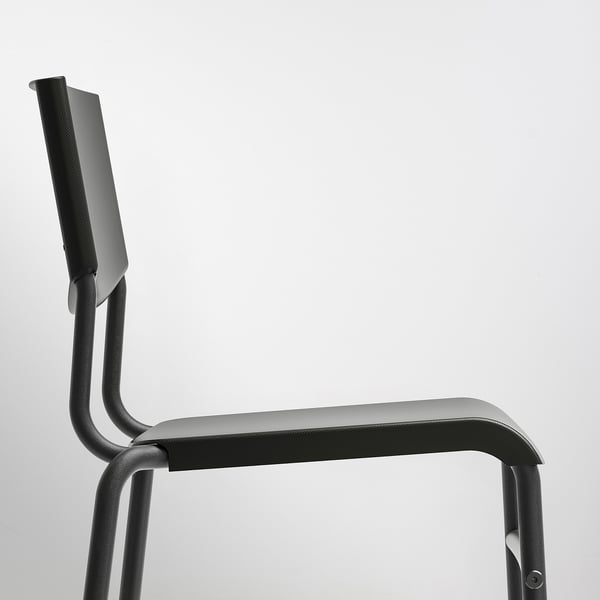 STIG Taburete de bar con respaldo, altura de encimera de cocina negro/negro, 24 3/4 "