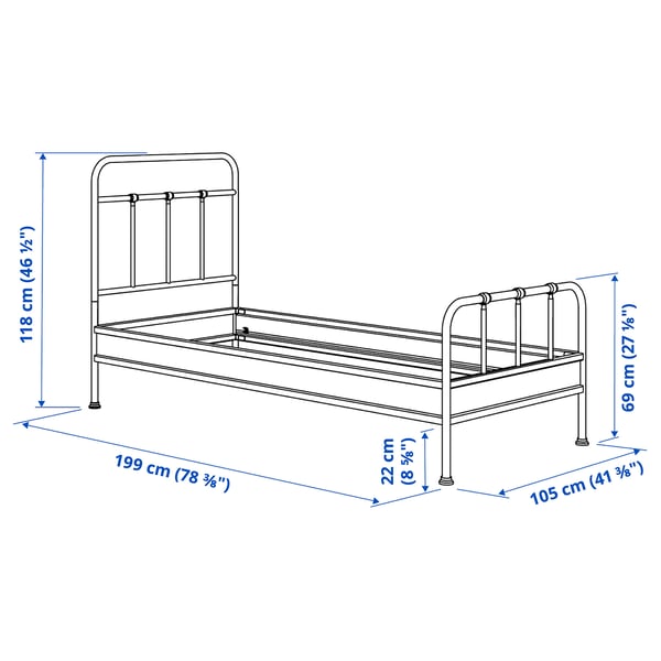 STJÄRNÖ Base de cama, blanco/Lönset, Tamaño twin