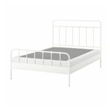 STJÄRNÖ Base de cama, blanco/Lyngör blanco, Tamaño queen