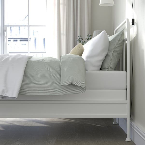 STJÄRNÖ Base de cama, blanco/Lyngör blanco, Tamaño twin