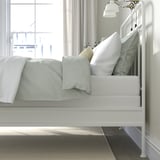 STJÄRNÖ Base de cama, blanco/Lyngör blanco, Tamaño queen