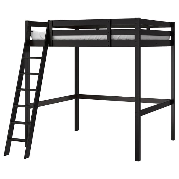 STORÅ Armazón de cama alta, negro, Tamaño full/doble