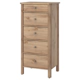 STOREMOLLA Cómoda de 5 cajones, marrón grisáceo teñido, 24 3/4x19 5/8x51 5/8 "