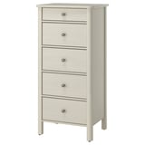 STOREMOLLA Gavetero de 5 cajones, gris-beige claro teñido, 24 3/4x19 5/8x51 5/8 "