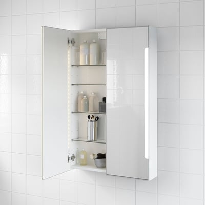 STORJORM Gabinete espejo 2 pt/ilum integrada, blanco, 23 5/8x5 1/2x37 3/4 "