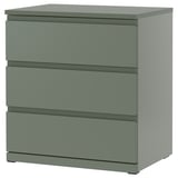 STORKLINTA Cómoda de 3 cajones, gris/verde/función de anclaje/desbloqueo, 27 1/2x18 7/8x29 1/2 "