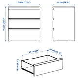 STORKLINTA Cómoda de 3 cajones, marrón oscuro/efecto de roble función de anclaje/desbloqueo, 27 1/2x18 7/8x29 1/2 "