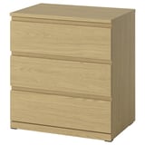 STORKLINTA Gavetero de 3 cajones, efecto de roble/función de anclaje/desbloqueo, 27 1/2x18 7/8x29 1/2 "